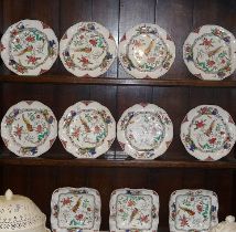 8 Booths Asiatic Pheasant dinner plates and three matching dishes