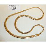 9ct gold flat snake chain necklace. Approx. 51cm long and 17g.