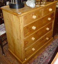 Victorian stripped pine chest of drawers (2 over 3)