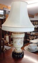 Victorian Aesthetic movement ceramic oil lamp, converted