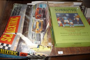 A Scalextric Set 65 complete with Penalty chicane and a Subbuteo Table Soccer Set "Continental Club"