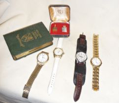 Wrist watches and a Midland Bank Ltd. money box