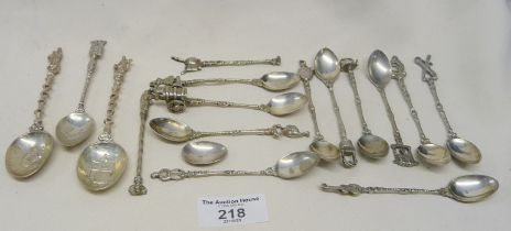 Collection of Italian silver (925) novelty teaspoons (12) and three other teaspoons