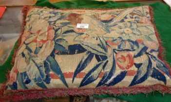 18th c. tapestry panel made into a cushion