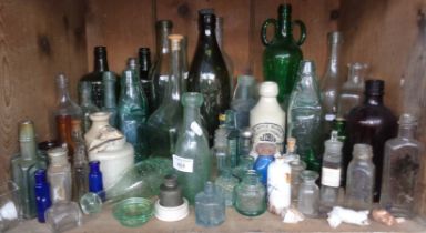 Large collection of assorted old glass bottles