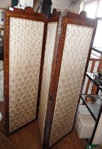 19th century inlaid walnut three-fold screen