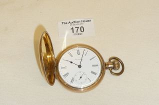Victorian Waltham Hunter pocket watch in Dennison gold-plated case