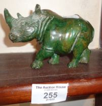 African greenstone carving of a rhinoceros