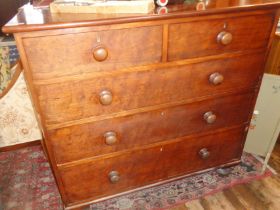 Victorian mahogany chest of drawers with bun handles, 44" wide x 43" tall and 23" deep