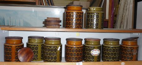 Nine Hornsea Pottery storage jars