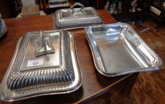Pair of silver plated entree dishes