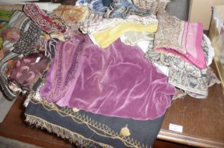 Quantity of Arts and Crafts fabrics and including a woven saddle bag