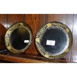 Pair of Regency gilded lacquer coasters