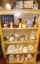 Five shelves of assorted china, pottery and glassware