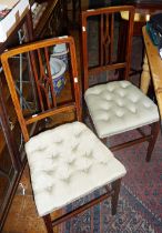 Pair of Edwardian mahogany upholstered bedroom chairs