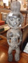 Tribal Art: African carved wooden figure of a standing woman possibly Kenyan, 55cm tall