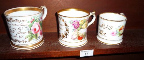 Three 19th c. Davenport bone china commemorative mugs