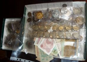 Collection of assorted coins, British and Foreign (2 trays)
