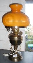 Brass oil lamp with shade (converted)