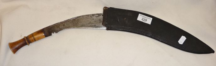 Old kukri with bone handle with scabbard