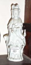 19th c. Chinese blanc de chine porcelain Guanyin figure, 23cm tall