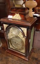A George III mahogany bracket clock by Paul Rimbault of London with silvered dial and chapter