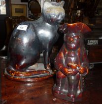 Treacle glazed cat and a Toby Jug