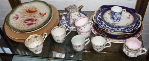 Assorted china cups, inc. Chinese famille rose cup, Worcester cup (crescent mark), others and