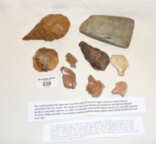 Antiquities - a small hand axe from west of Karnak, Egypt, possibly Mousterian made by Homo