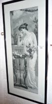 Edwardian monotone pre-Raphaelite print of a lady with flowers titled "a labour of love"