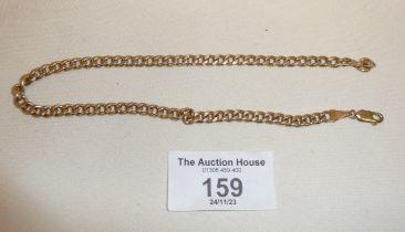 9ct gold chain, 11" long, approx weight 7g