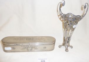 WMF box containing curling tongs, heater and stand, together with a WMF Art Nouveau stand for