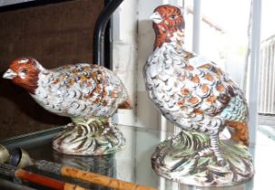 Pair of Italian china partridge figurines