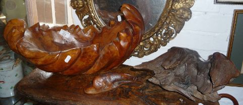 A root carving bowl and another