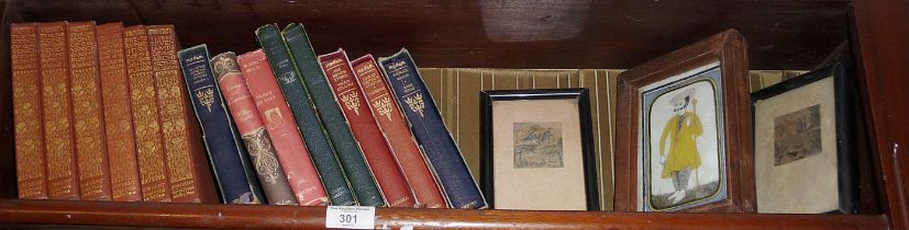 Six books by John Ruskin and 8 classics novels, together with two Baxter Prints and an Indian