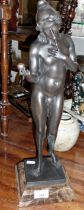 Bronze figure of Adam with an apple after Chiparus, 20" inc. marble plinth