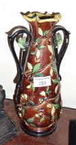 Victorian majolica two-handled vase