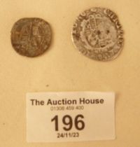 Charles I hammered silver sixpence and another smaller hammered coin