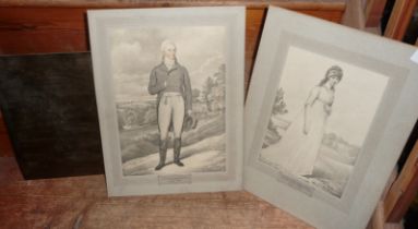 Copper plate print portraits of the Hon. George Villiers and his wife Maria Theresa Parker, together