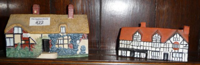 A Goss china model of Ann Hathaway's cottage and a Willow Art model of Shakespeare's house
