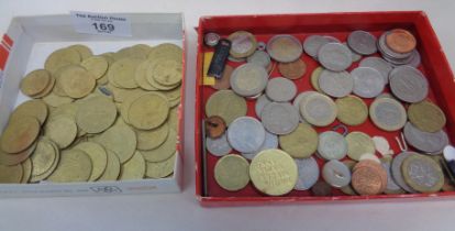 Large collection of spade guineas tokens and assorted coins