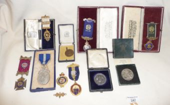 Collection of assorted Masonic medals, inc. silver and silver gilt