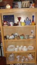 Five shelves of assorted china, pottery and glassware