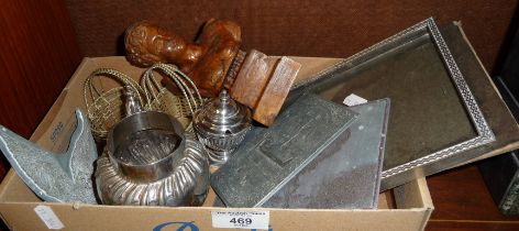 Assorted items, inc. Indian printing plates, silver plated pepper and mustard pots, etc.