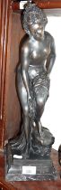 20th c. bronze classical lady figure on marble plinth, 18" tall, foundry stamp