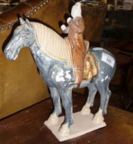 Chinese Tang horse with rider, 30cm tall