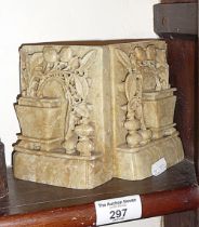 Pair of Chinese carved soapstone bookends