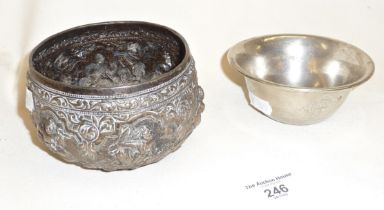 Indian silver bowl and another similar