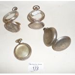 Two silver pocket watch cases and two others