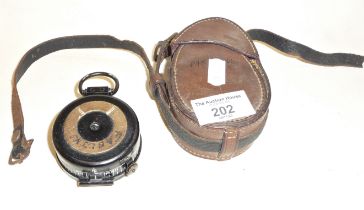 WW2 marching compass in leather case